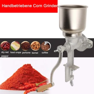 Manuelle Getreidemühle aus Edelstahl für Mais, Erdnüsse und Kaffeebohnen mit Handkurbel und Tischklemm-Design für den Heimgebrauch