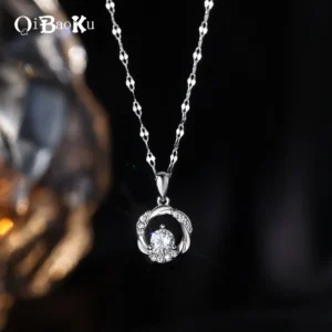 Neue Silber Halskette für Frauen Licht Luxus High-end Runde Blume Anhänger Schlüsselbein Kette Geschenk für Freundin Hochzeit schmuck