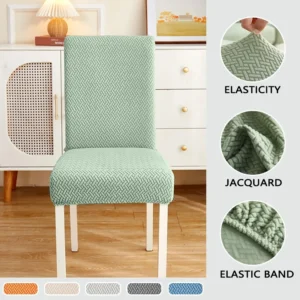 Jacquard Chair Cover, Durable Elastic Fabric Dining Chairs Cover, Stretch Covers For Kitchen Dining Room Chairs, Home Decor