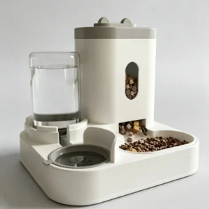 Automatischer Tierfutterautomat mit Wasserbrunnen, Großer Futterbehälter und Spenderschüssel für Katzen und Hunde Zubehör