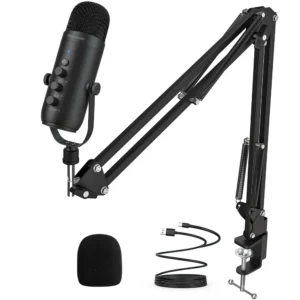 Haomuren Professionelles USB-Streaming-Podcast-PC-Mikrofon, Studio-Kondensatormikrofon-Set mit Nierencharakteristik und Auslegerarm für die Aufnahme von YouTube