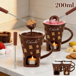 200ml Keramik-Schmelzbecher Kleiner Wärmer Mini-Fondue-Becher Schokoladen-Käse-Eiscreme-Fondue-Set Individueller Butter-Schmelzbecher