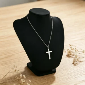 Minimalistische Edelstahl-Kreuzanhänger-Halskette für Männer und Frauen, klassische schlichte Kreuzkette, religiöser christlicher Glaubensschmuck, Geschenk, Alltagsmode, Halsaccessoires, Schwarz, Gold, Silber, 3 Farben erhältlich