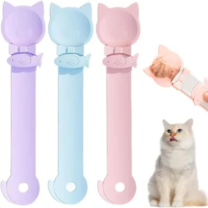 Cat Head-Shaped Feeding Spoon, 1 Piece, Long-Handled Licking and Feeding Spoon, Daily Feeding Supplies for Cats