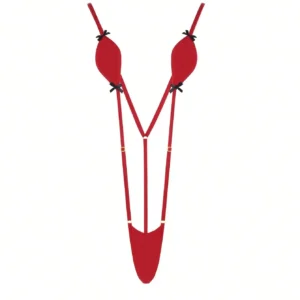 Sexy Mini-Bikini-Dessous, Hosenträger-Overall, ein verstellbarer Gürtel hinzugefügt, mit Kawaii-Schleifenknoten, erotischer Badeanzug