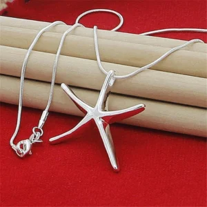 Heiße 40-75 cm 925 Sterling Silber feine Designer Stern Seestern Halskette Schmuck Mode niedliche Kette Frauen Dame Hochzeit Zubehör