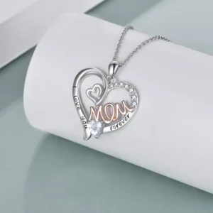 Mode Mama Bicolor Halskette Herz Zirkon Anhänger Verlobung Halsketten Für Frauen Prinzessin Schmuck Geburtstag Jahrestag Geschenk