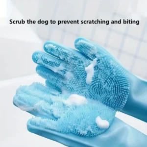 Pet Grooming Reinigungshandschuhe Hund Katze Badeshampoo Handschuh Wäscher Magic Dishwashing Cleanner Schwamm Silikon Haarentfernungshandschuh