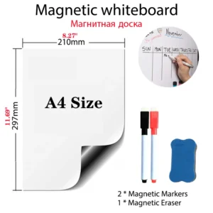 Magnetisches Whiteboard im A4-Format, Vinyl-Kühlschrank, trocken abwischbares Whiteboard, Kühlschrankmagnet, Notiz, flexible Erinnerungs-Nachrichtentafeln