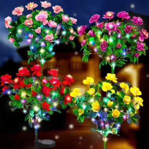 LED-Solarleuchte, wasserdicht, Azalea-Solarblumen-Lampe, für den Außenbereich, dekorativ für Garten, Hof, Rasen, Weg, Beleuchtung, Urlaub, Hochzeit, Dekoration
