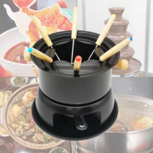 Abnehmbares Fondue-Set mit 6 Gabeln Haushalts-Schmelztiegel aus Kohlenstoffs tahl für Schokoladen eis saucen Karamell käse