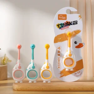 Cute Baby Toothbrush for Infants and Toddlers Aged 0-3, Cartoon Small Head Baby Toothbrush, Individually Packaged, with Suction Cup at the Bottom for Standing