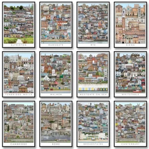 Vintage Cityscape Poster Abstract Print House Landscape Canvas Painting Wall Art Picture for Living Room Cuadros Home Decoration