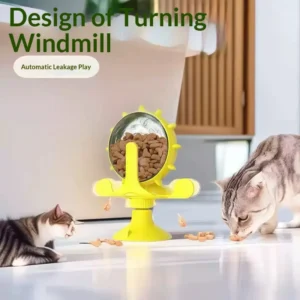 Cat food dispensing toy, pet supplies, food dispensing ball toy, 360° rotating windmill-shaped cat and dog food dispensing devic