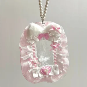 PhotoCard Top Loader Süßer DIY Plüsch Kartenhalter mit Band Lolita Spitze Fotokartenetui Anime Idol Display Foto Schutzhülle