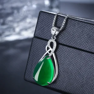 2021 neue Mode Natürliche Smaragd S925 Sterling Silber Frauen Halskette Anhänger Edelstein Schlüsselbein Feine Schmuck Jade Bizuteria