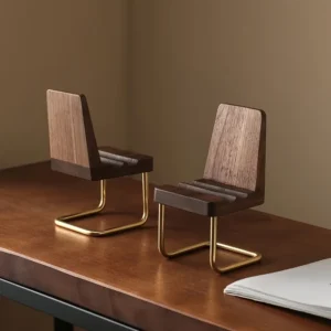 Walnut Solid Wood Stool Phone Stand, Creative Desktop Wooden Holder, Minimalist Tabletop Decoration Ornament