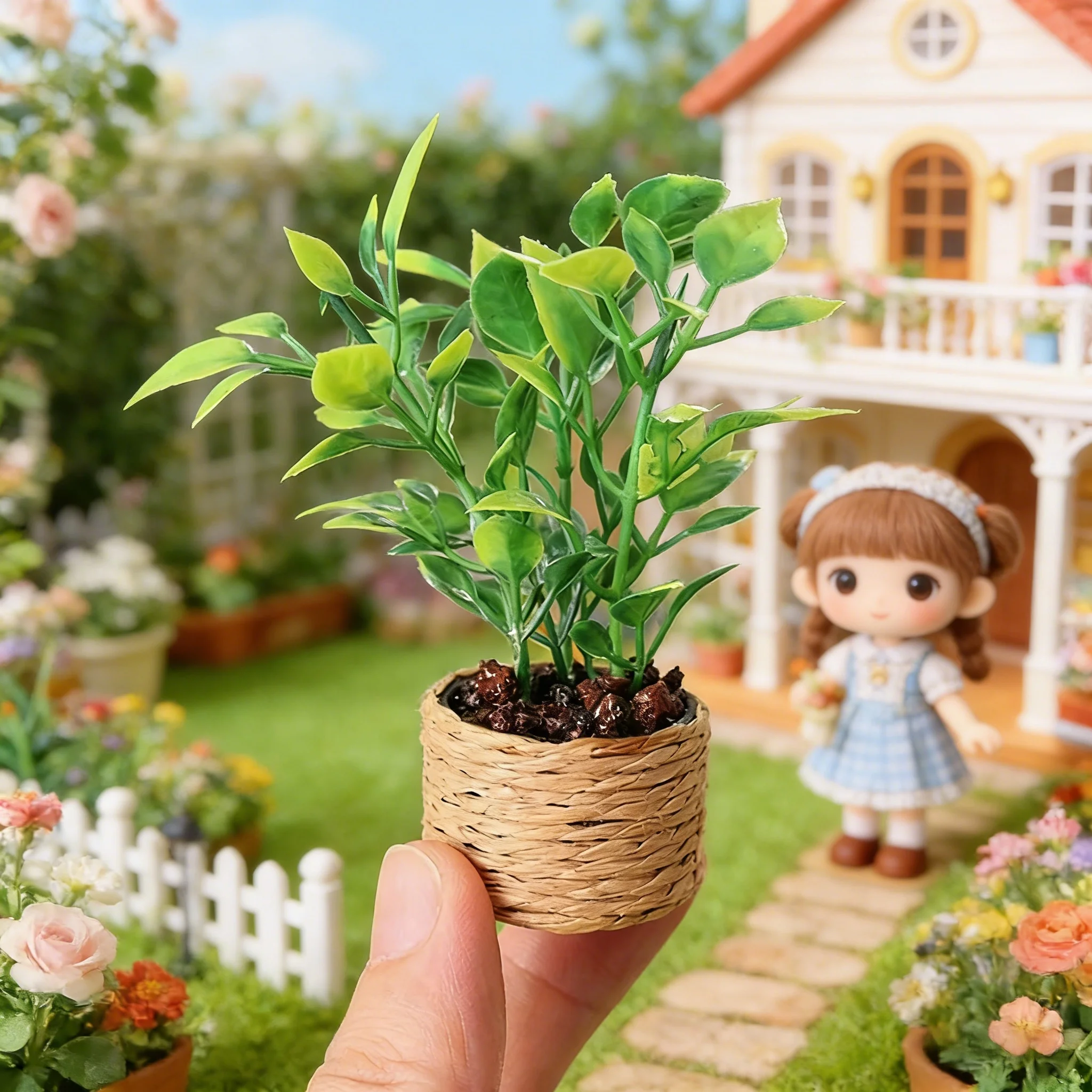 Puppenhaus-Miniatur Orangenbaum Im Topf Grüne Topfpflanzen Gartenmöbel Deko-Spielzeug Puppenhaus-Miniatur Orangenbaum Im Topf Grüne Topfpflanzen Gartenmöbel Deko-Spielzeug – Bild 2