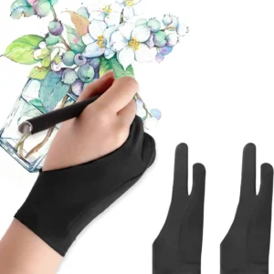 2-Finger-Anti-Touch-Handschuhe für iPad/Zeichentablett – digitaler Kunsthandschuh mit glatter Nylonfaser |   Verhindern Sie Verschmutzungen auf Bildschirm und Papier