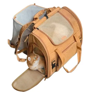 Portable cat bag, expandable large-capacity pet backpack, foldable small-medium-sized dog and cat travel bag Small/Medium Dogs