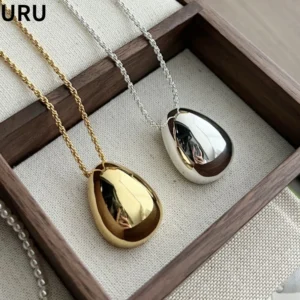 Moderne Schmuck Einfache Zarte Design Glatte Metall Teardrop Anhänger Halskette Für Frauen Weibliche Party Geschenk Dropshipping