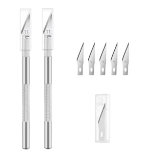 Graviermesser-Set aus rutschfestem Metall, 5-teilig, mit Klingen, Schneidwerkzeug, Bastelmesser für Handy, PC, DIY-Reparatur, Handwerkzeug-Zubehör