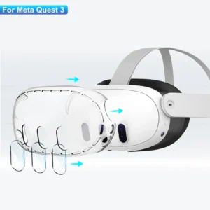 Transparente Hülle für Meta Quest 3-Zubehör, VR-Headset-Schutzhülle, Kameraobjektivschutz aus gehärtetem Glas für Quest 3