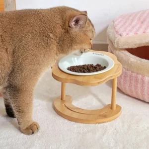 Pet Supplies Ceramic Cat Bowl Wooden Cute Dog Food Feeding Basin Detachable Non-slip Pet High Foot Bowl Water Container
