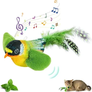 Katzenspielzeug mit Vogelgeräuschen zur Unterhaltung, Elastisches Seil zur Langeweile-Bekämpfung und zum Schutz vor Kratzen und Beißen