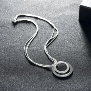 Charm-Halsketten aus 925er-Sterlingsilber für Damen, klassischer Modeschmuck, 18-Zoll-Kette, Kreisanhänger, Party- und Weihnachtsgeschenke