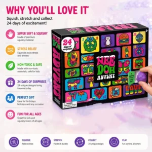 Adventskalender Squeeze-Fidget-Spielzeug, Mini Pop-Up Überraschungsbox, sensorisches Stress- und Angstabbau-Spielzeug, süßes kleines Geschenk