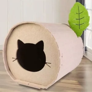 Lustiges Filzhöhlen-Katzenhaus, Baumloch, faltbarer Katzenkratzbaum, halbgeschlossenes, verschleißfestes Katzenbett zum Kratzen/Schlafen von Katzen