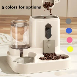 Automatic Dog Cat Feeder and Water Dispenser Gravity Food Feeder and Waterer Set with Pet Food Bowl Universal Pet Products