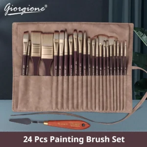 Acryl-Pinsel, Öl-Pinsel, Künstler-Pinsel-Set, Tasche mit Schaber, 24-teilig, Gouache-Pinsel mit Holzgriff