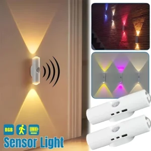 Intelligentes RGB-Nachtlicht mit Farbverlauf, magnetischer Bewegungsmelder, wiederaufladbare Wandleuchte für Schlafzimmer, Badezimmer, Schrank, Garten, Heimdekoration
