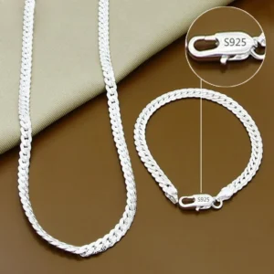 925 Sterling Silber 8/16/18/20/22/24 Zoll 6mm Seite Kette Halsketten Für Frau Männer Einfache Punk Halsketten Charme Hochzeit Schmuck