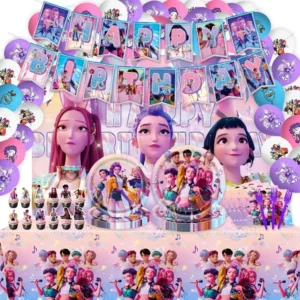 Kawaii K-Pop Gruppen-Thema Geburtstagsparty-Dekoration, Heimparty-Geschirr, Pappteller, Pappbecher, Banner, Servietten, Großhandel Neu