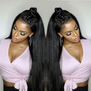 40 Zoll glattes Echthaar-Perücke, 13x4 13x6 HD transparente Spitzenperücke, brasilianische Full-Lace-Frontal-Perücke für Damen, 250% Dichte