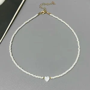 Bunte Rocailles Halsband Halskette für Mädchen Frühling Sommer Neue Liebe Herz Design Kragen Schmuck Großhandel Dropshipping