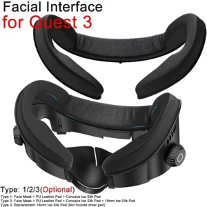 AMVR FC4A Gesichtsmasken-Abdeckung aus PU-Leder für Meta Oculus Quest 3, Gesichtsschnittstelle, Multi-Vent-Eisseiden-Gesichtspolster für Halo-Kopfband