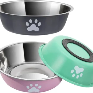 Hundenäpfe aus Edelstahl, Futternäpfe für Hunde mit rutschfester Silikonsohle, Hundefutter, Wassernapf, Futternapf, Hundegerichte für Hunde, Katzen, Haustiere