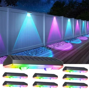 4 stücke Solar Zaun Licht RGB Farbwechsel Outdoor Garten Hof Dekor Schritt Lampe IP65 Wasserdichte Pathway Wand Treppen Lampe balkon