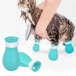 Katzenkrallenschutz, Katzenschuhe, verstellbare Silikon-Anti-Kratz-Handschuhe für Haustiere, Bade- und Waschstiefel, Tierpflegezubehör