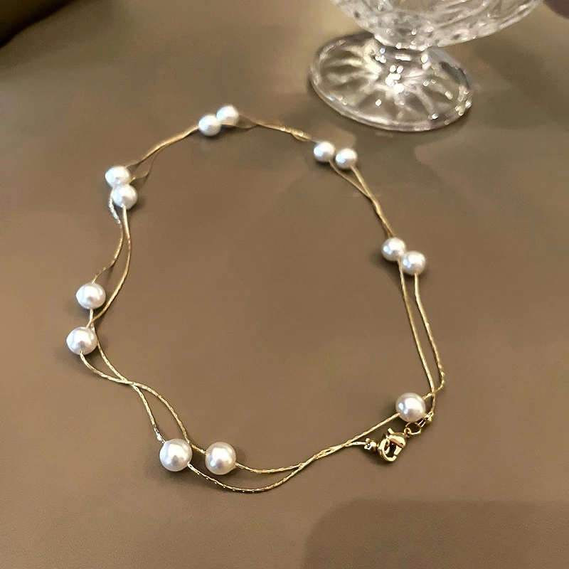 2022 Doppel Perlen Hals Kette Kpop Perle Halsband Halskette Gold Farbe Goth Chocker Schmuck Auf Den Hals Anhänger Kragen Für Frauen 2022 Doppel Perlen Hals Kette Kpop Perle Halsband Halskette Gold Farbe Goth Chocker Schmuck Auf Den Hals Anhänger Kragen Für Frauen – Bild 4