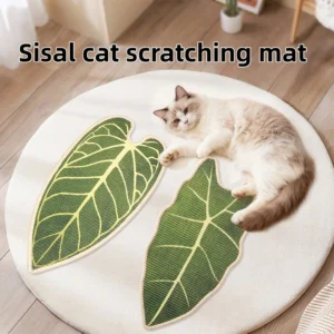 Leaf‑Shaped Natural Sisal Cat Scratcher Mat Self‑Adhesive Wall‑Mounted Anti‑Scratch Pad For Cats Wall Door Floor Use