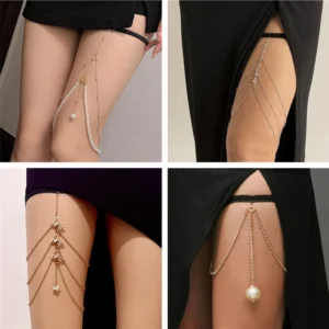 Bohemian Sexy Multilayer Fußkettchen Frauen Gold Farbe Quaste Elastische Band Bein Kette Einstellbare Oberschenkel Kette Strand Körper Schmuck Geschenk