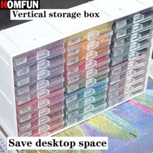 HOMFUN Diamant-Malerei-Tablett, Aufbewahrungsbox mit Deckel, 5D-Stickerei, Punktbohrer, Zubehör, Werkzeuge, Perlen, gebogene Schloss-Schnallenplatten