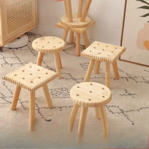 Creative All Solid Wood Small Stool Modern Shoe Stool Kindergarten Original Wood Color Stools Children's Home Small Stools