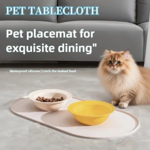 Cat Feeding Mat with Non-Slip Waterproof Design Pet Food Mat Compatible with Cat/Dog Bowls Multipet Households Dog Owners