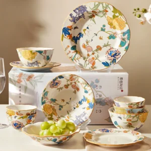Feine China Küche Abendessen Set Gäste Geschenk Frauen Party Teller Geschirr Sets Keramik Frühstück Juego De Vajilla Completa Gerichte